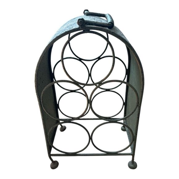 Vintage Wine Rack Shabby Chic 5-Bottle with Painted Fruit & Glass Motif antique - Picture 2 of 2